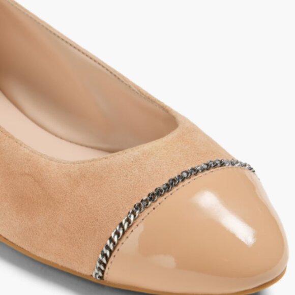 NWT STUART WEITZMAN Milla Chain-Embellished Suede Ballet Flats Size 7.5 - Picture 3 of 4
